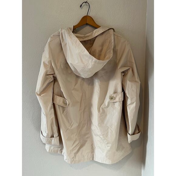 Women's White Stag Khaki Cream Spring Hooded Pockets Raincoat Jacket Size 1X/16W - Picture 2 of 4